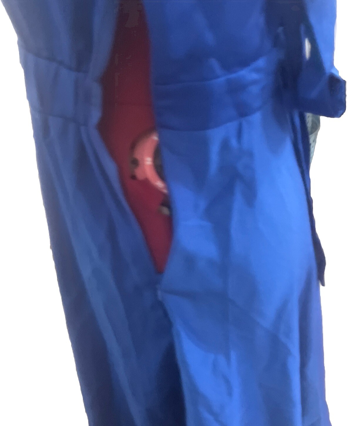 Blue Polyester/ Spandex Light And Flowy Dress Size M, Sinched Front.