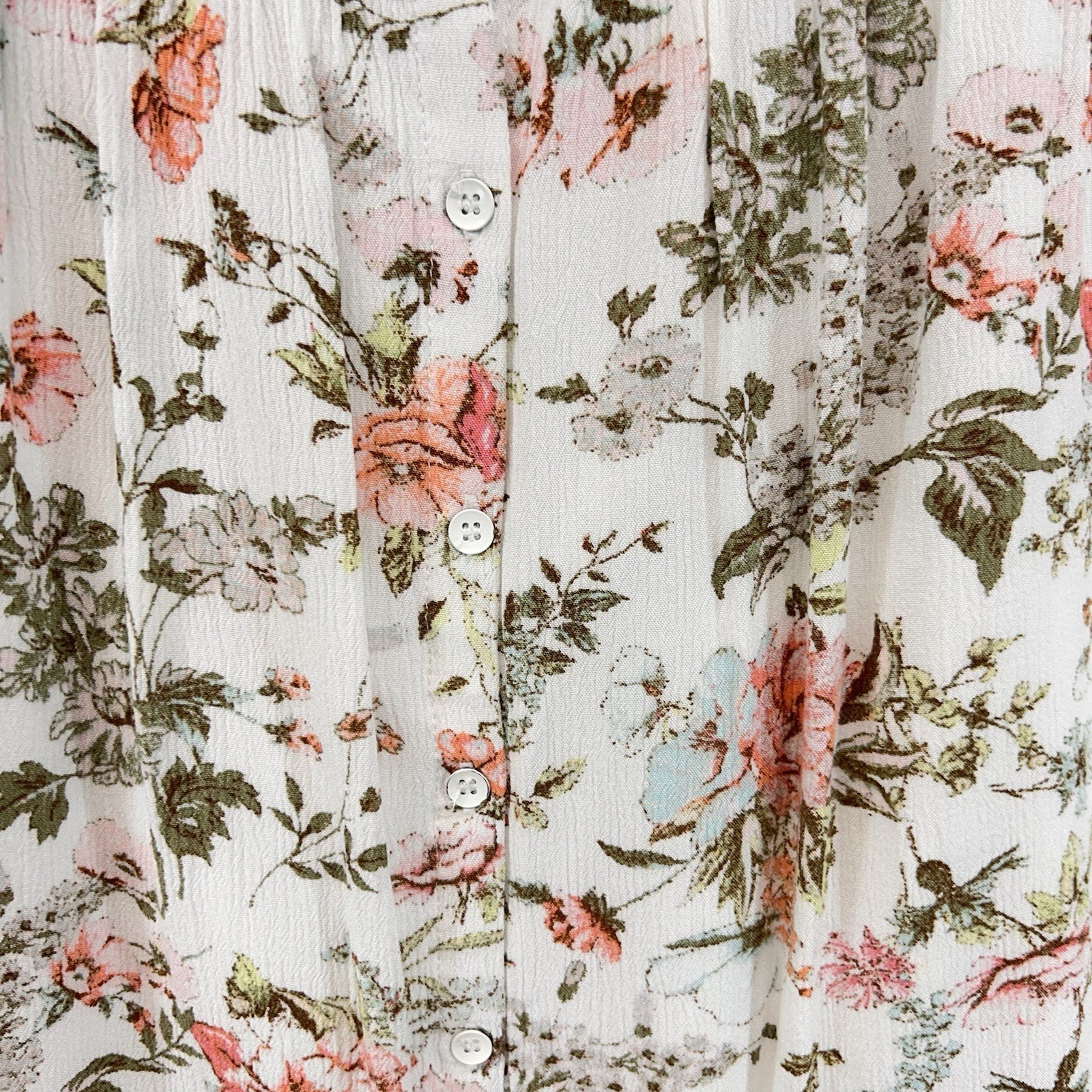 Frye Button Front Midi Dress Large Floral CottageCore Prairie Garden Farm Boho