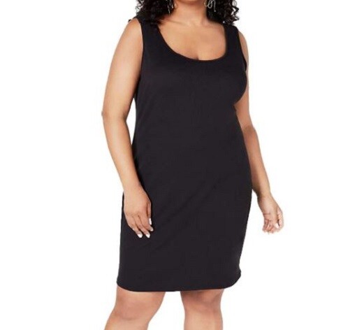 Love Squared Womens Plus 1X Brown Black Animal Print 2 Piece Overlay Dress NWT