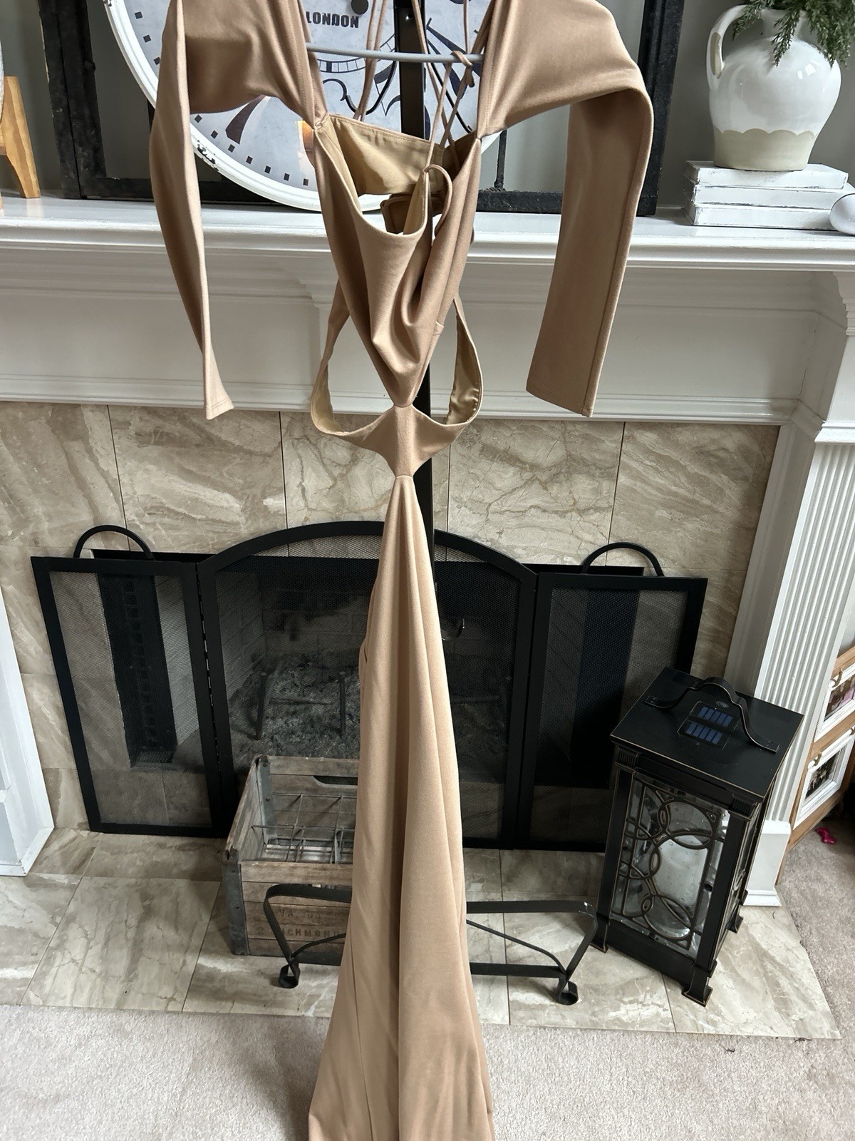 NEW NWT $268 NBD “Marcelina” tie back cut out maxi dress in nude sz M