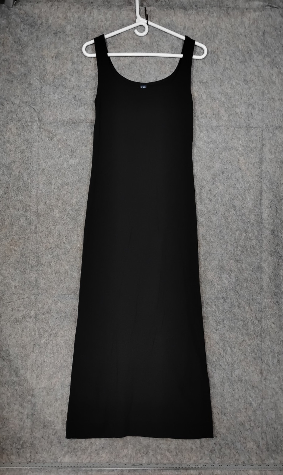 VTG GAP Maxi Tank Dress Black Slit Women S Y2K Minimalist Rayon Poly EUC