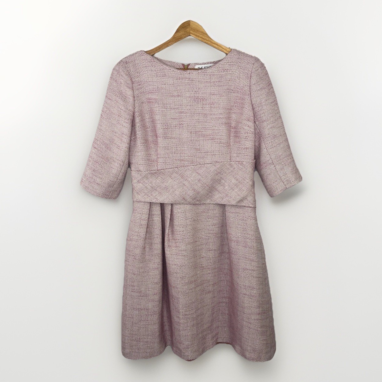 The Fold “Camelot” Dress Pink Italian Milled Tweed UK 12 US 8 Quiet Luxury *Flaw