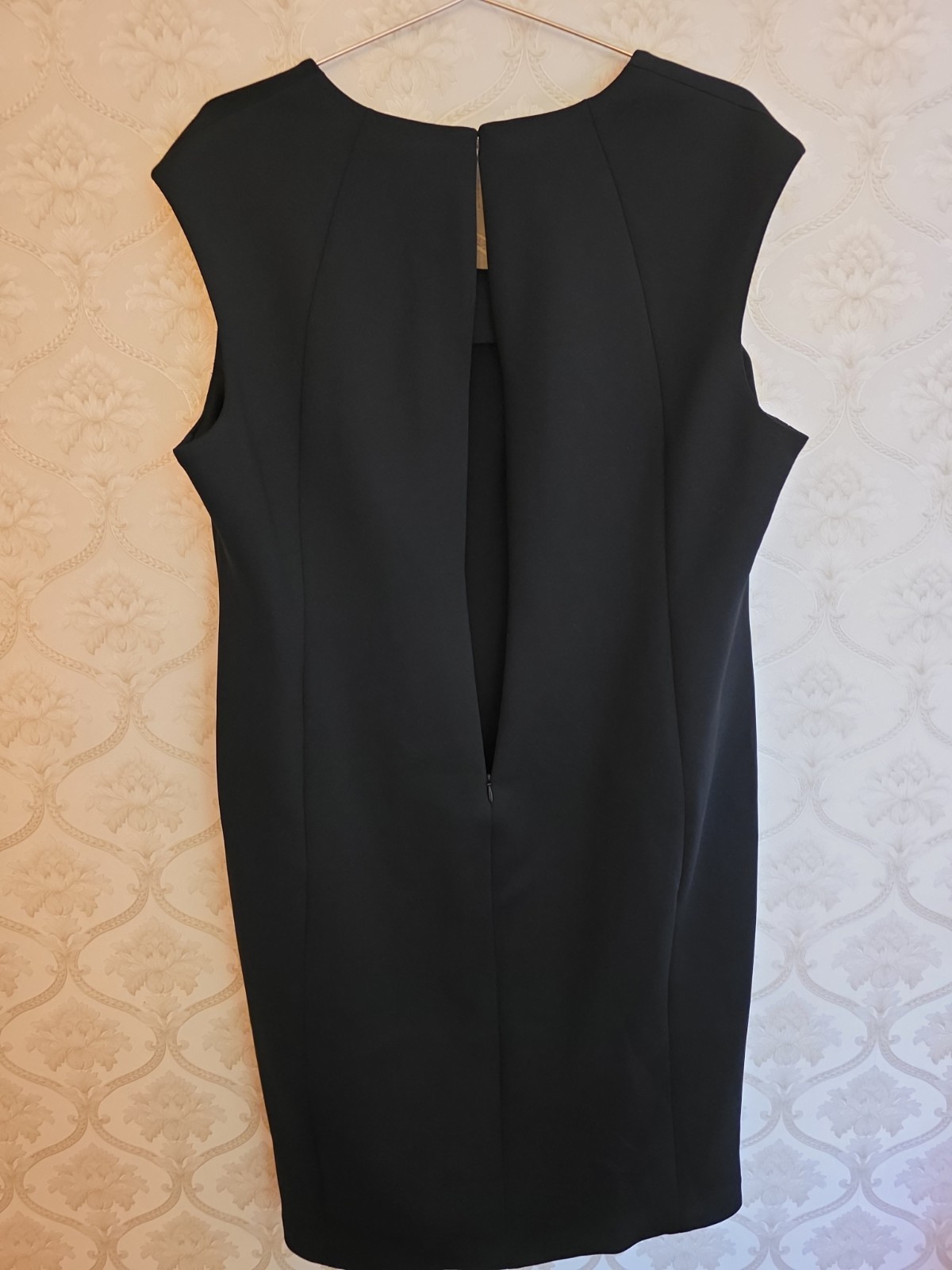 Calvin Klein Black Sheath Dress Snake Pattern Down Front Back Zipper Size 18W