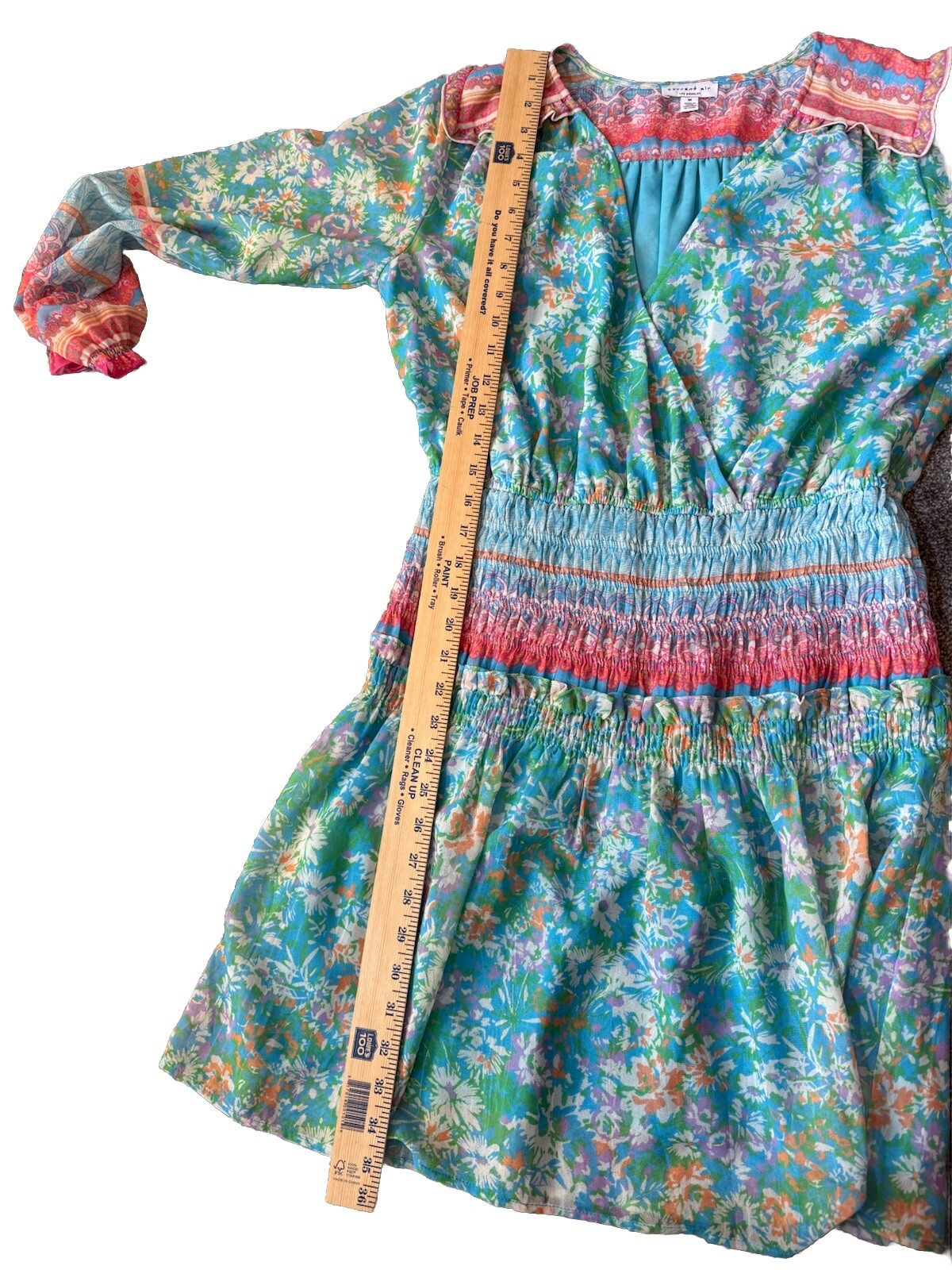 Current Air Anthropologie Boho Floral Mini Dress V Neck Tiered Hem Festival