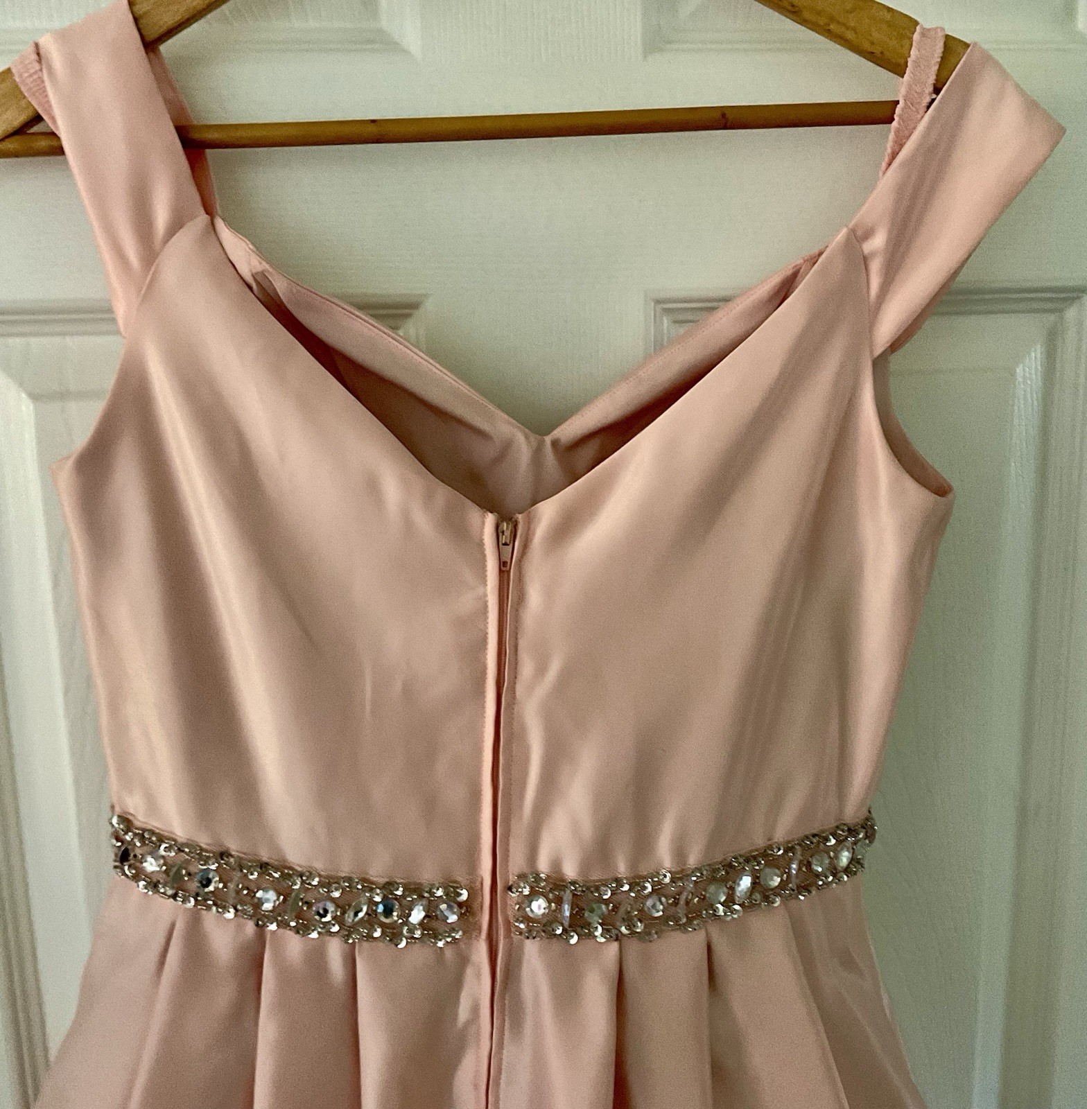 Cindy Collection Fit N Flare Dress Mini Pink Satin Rhinestone Prom Wedding Gown