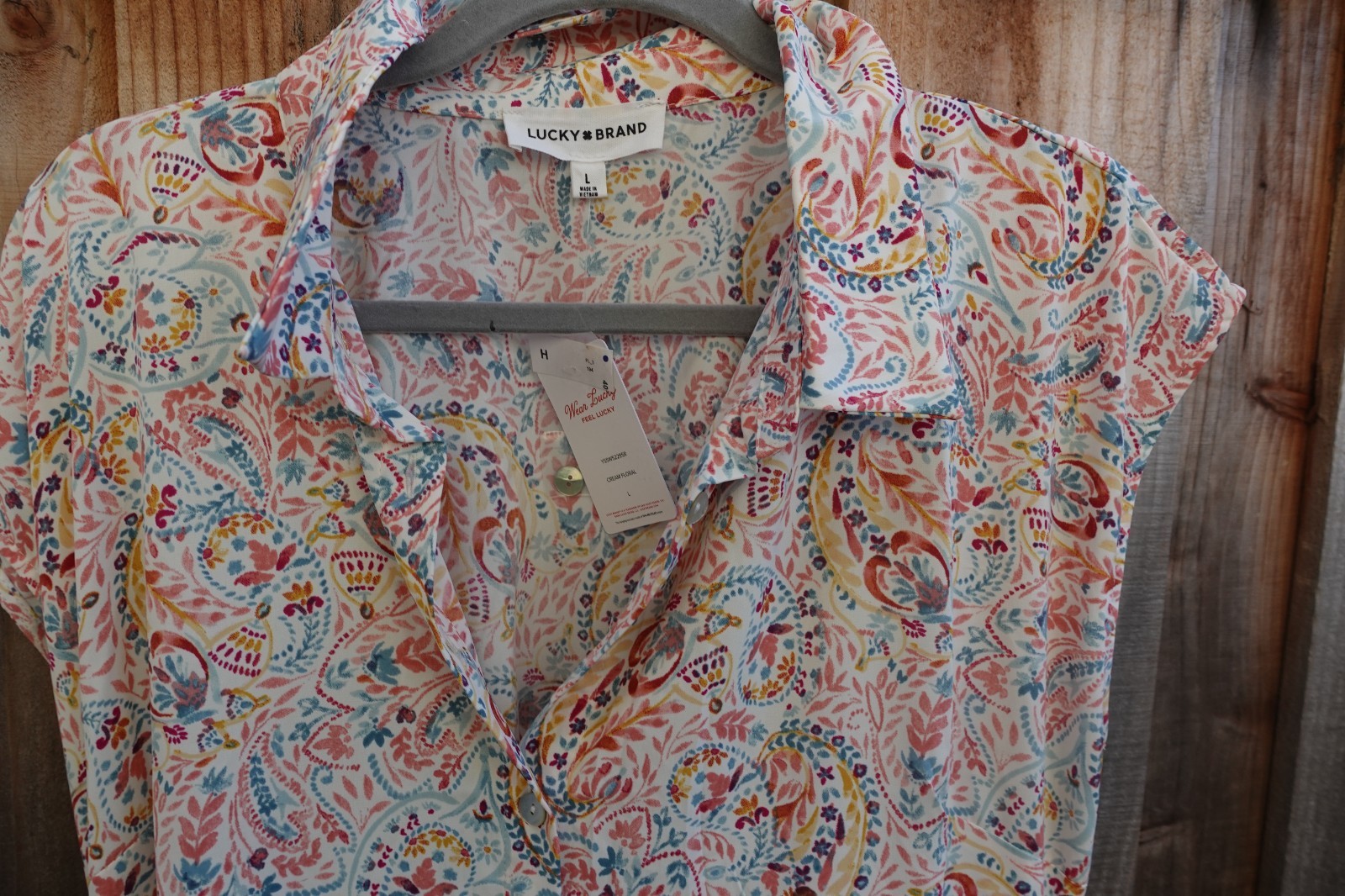 Lucky Brand large Blue pink/Cream Floral Dress STUNNING located NEW dal 45