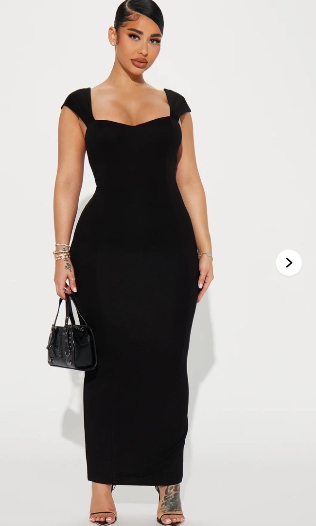 Fashion Nova Trinity Double Lined Black Maxi Dress L Backless Sweetheart
