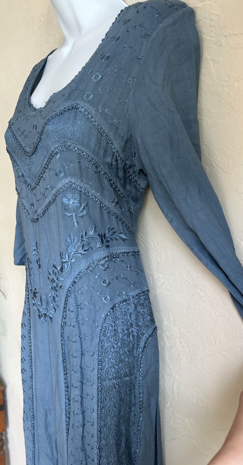 Marisol Embroidered Midi Dress M NWT Lace Up Boho Whimsigoth Fairy Cottagecore