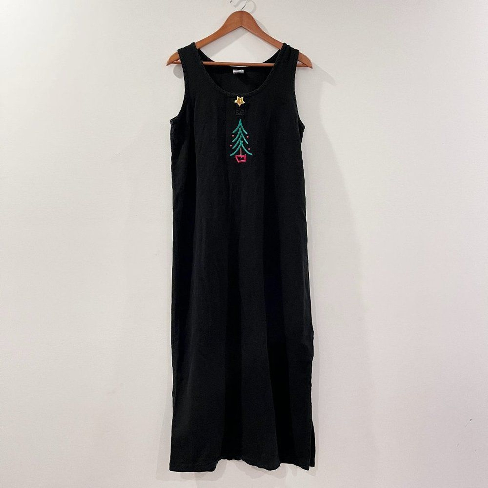 Vintage WEK Christmas Maxi Dress Size 2 = Small/Medium? Women’s Black Tree