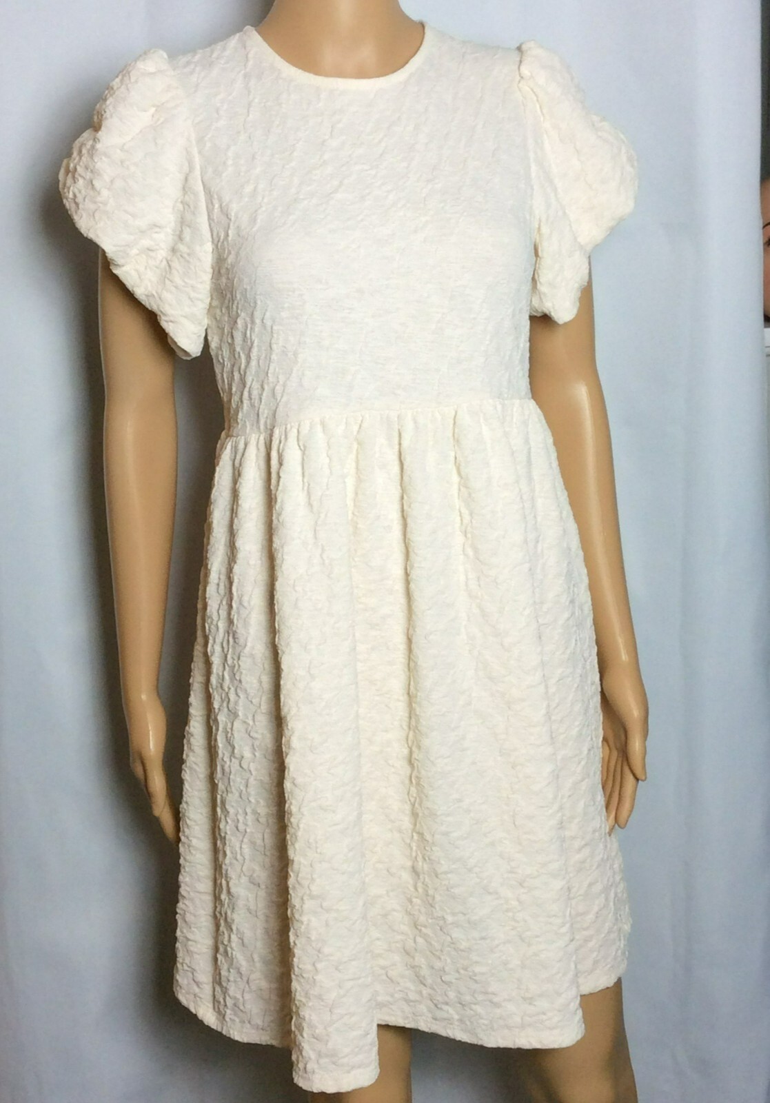 River Island Women’s Beige Fit & Flare Baby Doll Cut Out Back Dress Size 6 US Ne