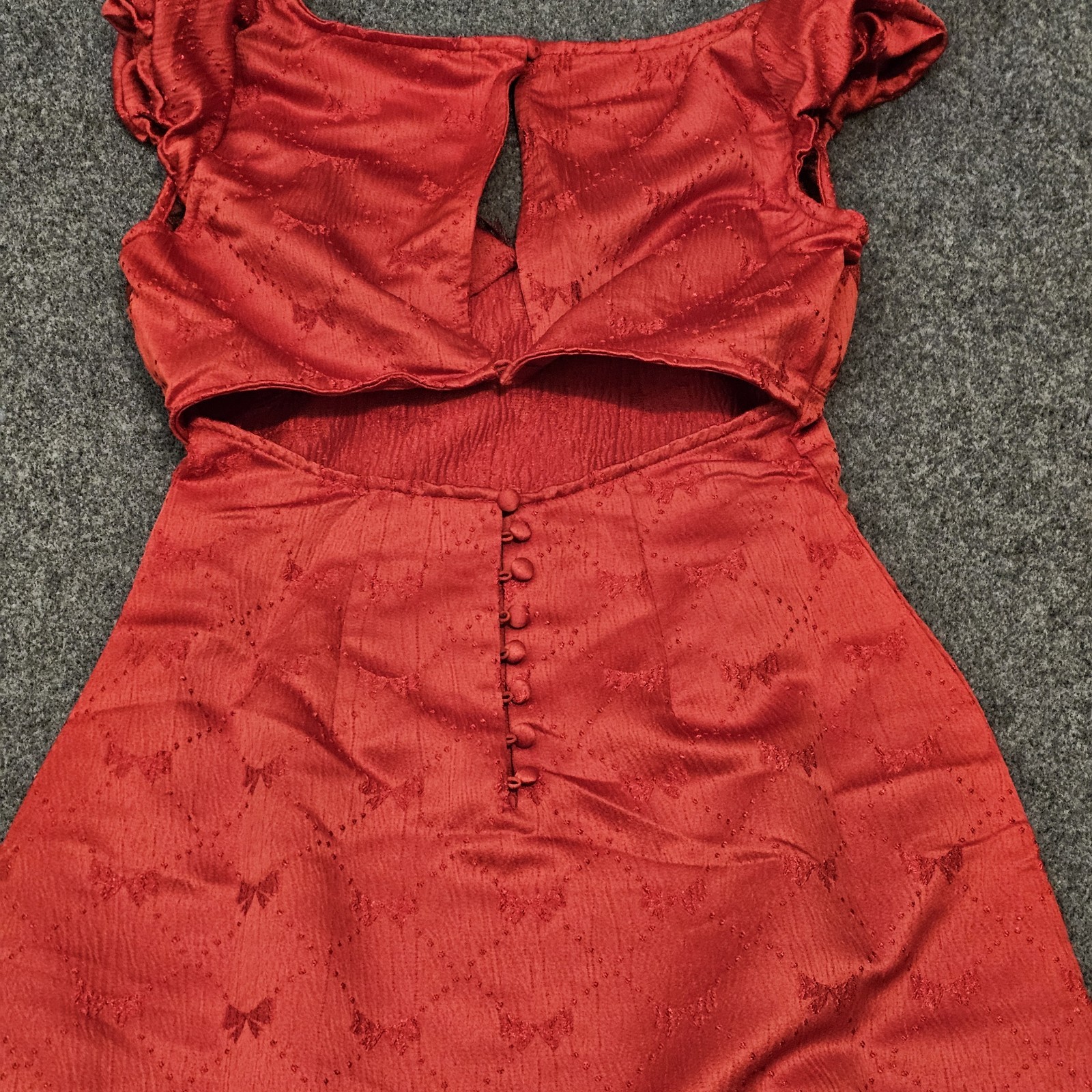 Free People Red Dahlia Combo Lace Women’s XS Midi Dress Satin Butterfly NWT