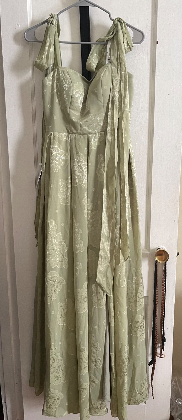 NWT Azazie Anesa Celadon Bow Maxi Dress Size 2