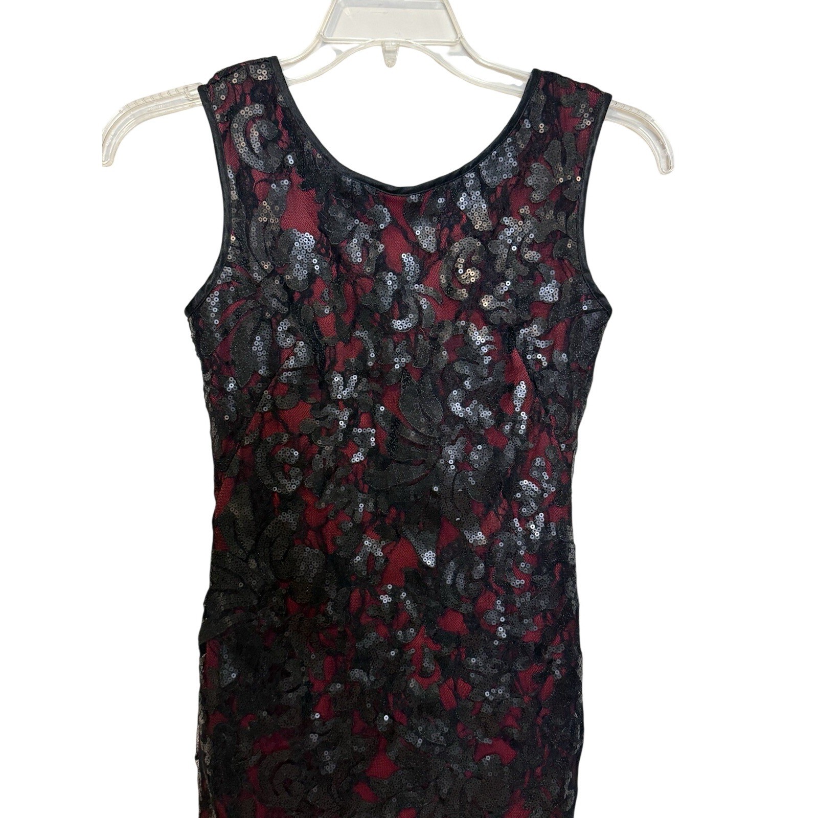 NWT Cache Size 0 Dark Romantic Glam Party Dress Red Black Mesh & Sequins