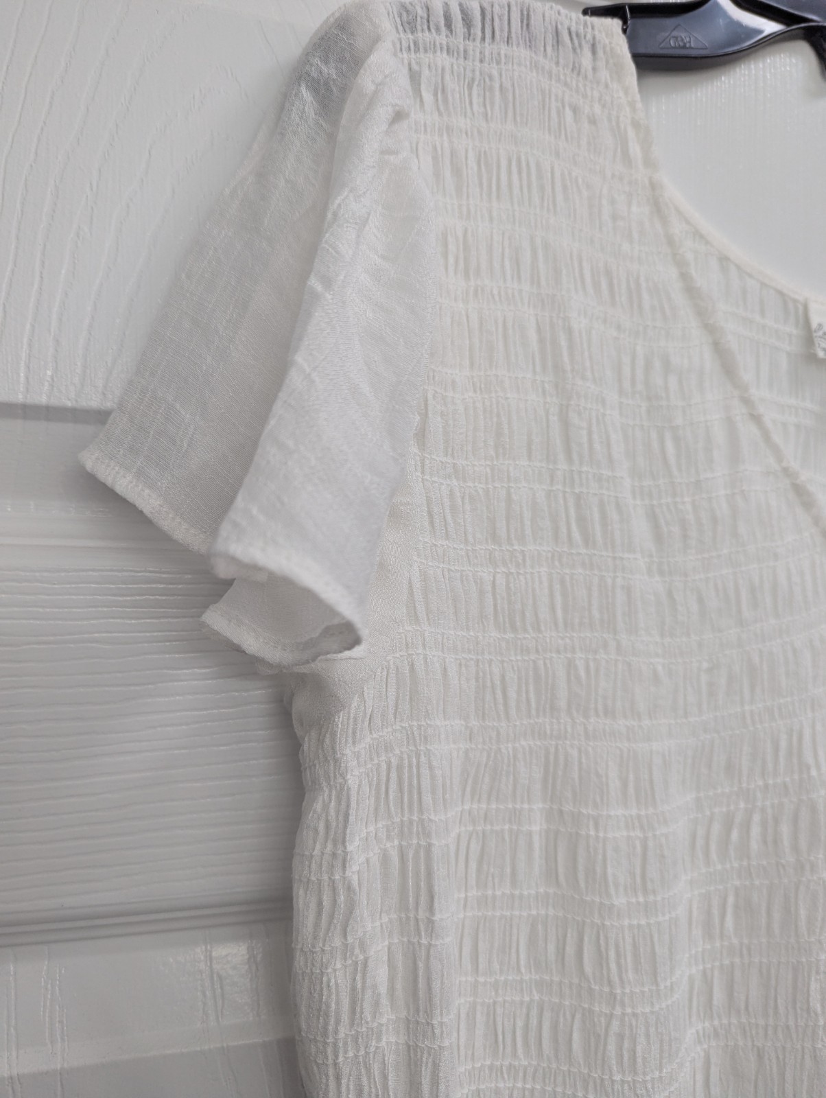 Perch By Blue Pepper White Cotton V Neck Rooch Top 1X Dress