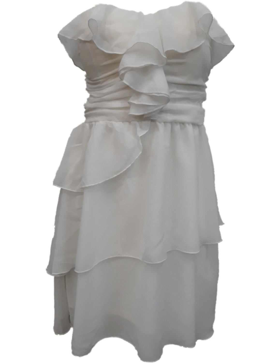 Womens White Opaque Ruffled Sleeveless Cross Body Cocktail Evening Dress Medium
