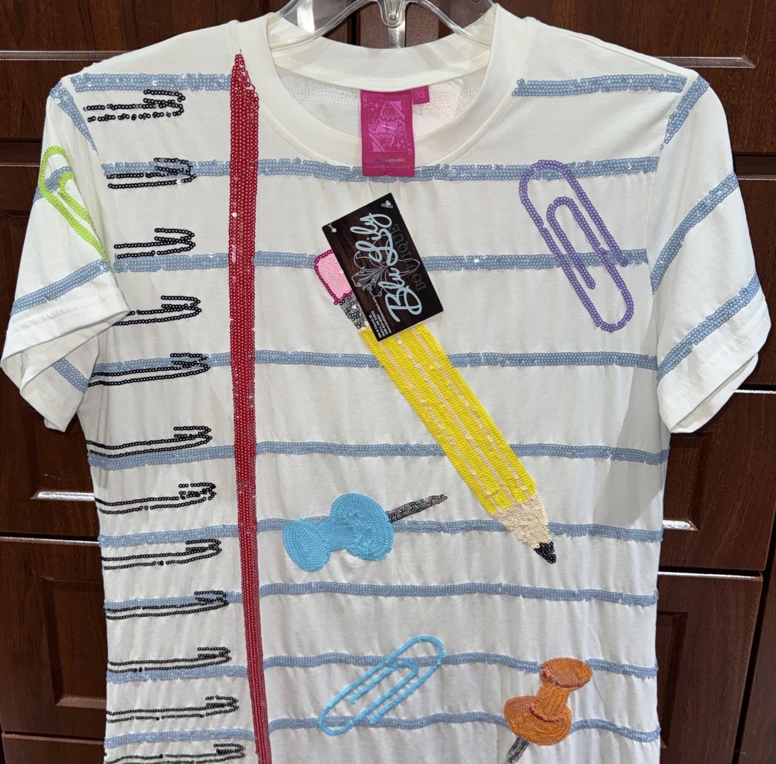 ✏️📎📌📚NWT Queen Of Sparkles XS Sequined School Supplies Dress