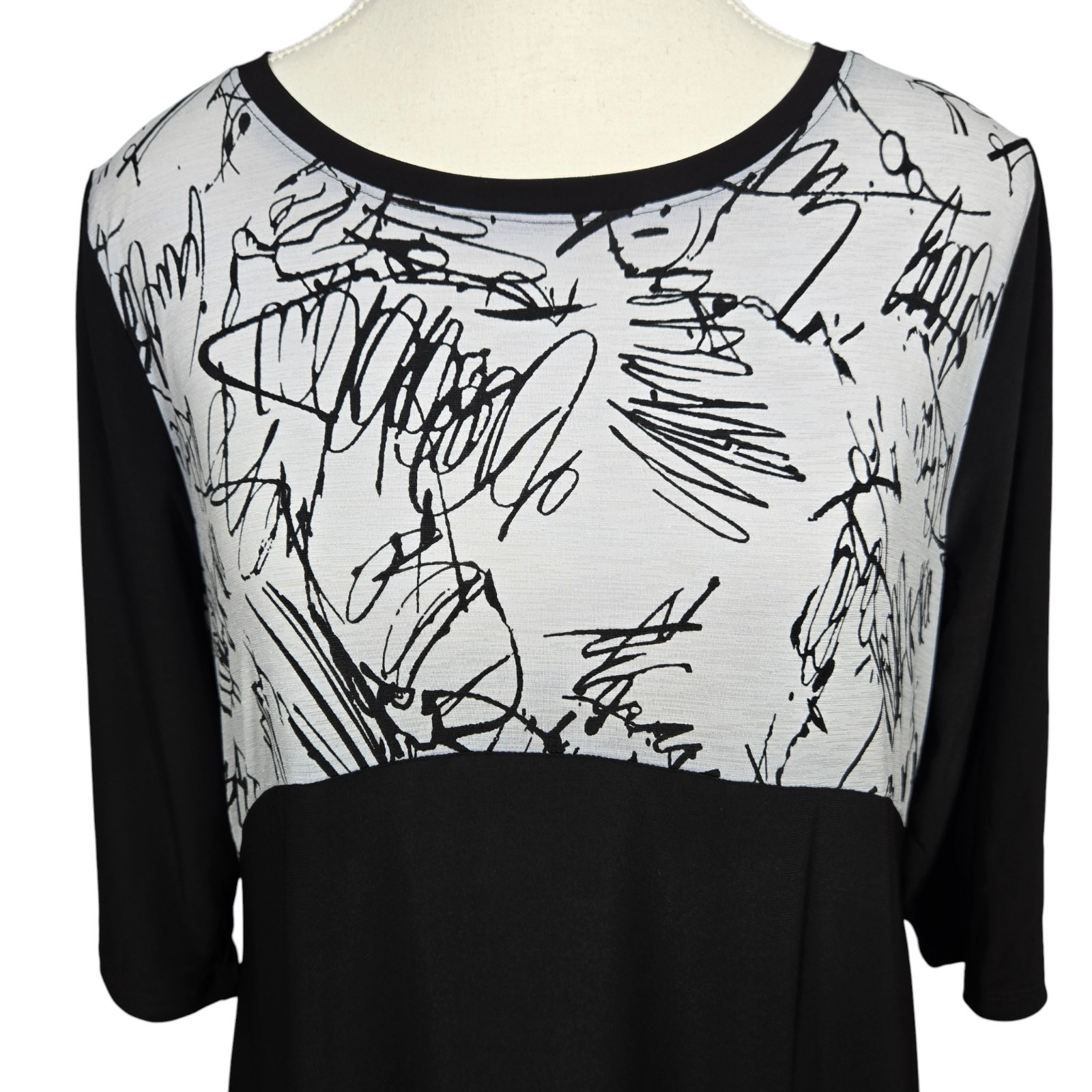 Chalet et Ceci Black White Dress Size S Abstract Asymmetrical Artsy Lagenlook
