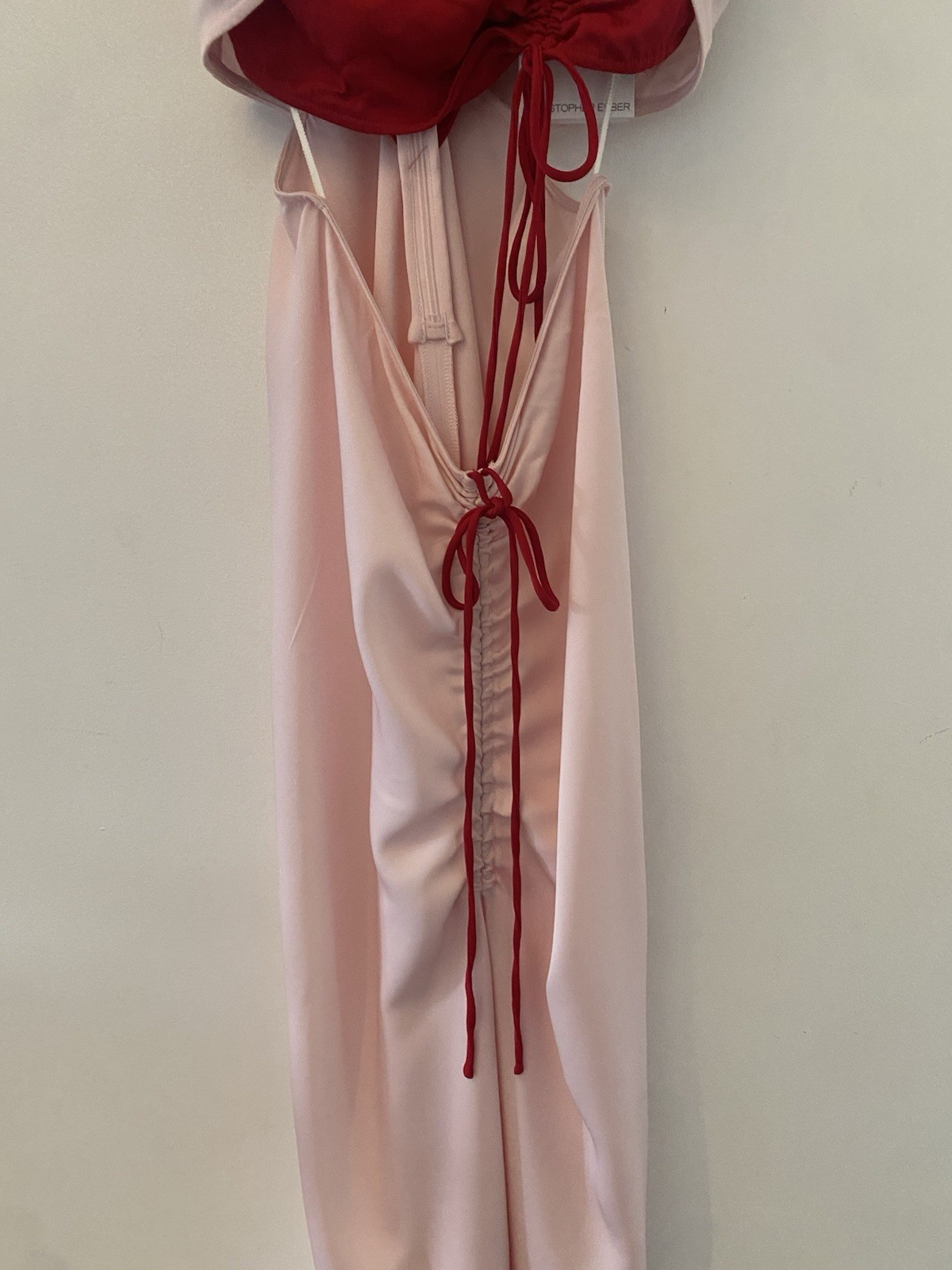 CHRISTOPHER ESBER Pink & Red Multi Panel Disconnect Ruched Maxi Dress AU 12 US 8