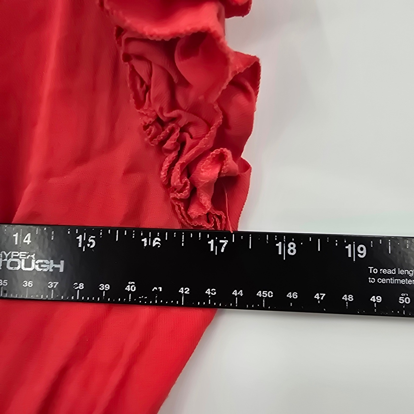 Solitaire Boho Red Dress Ruffle Sleeve Embroidered Hem Summer Mini Size M
