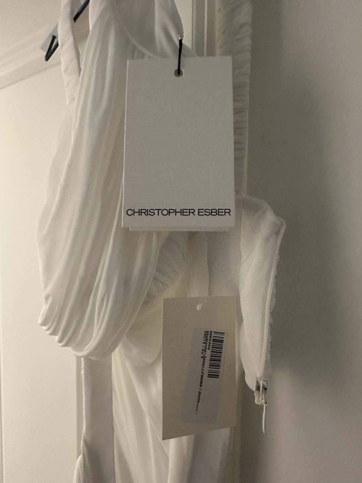 Christopher Esber Orion Maxi Dress White Cut-Out Ruched Sleeveless 8 AU