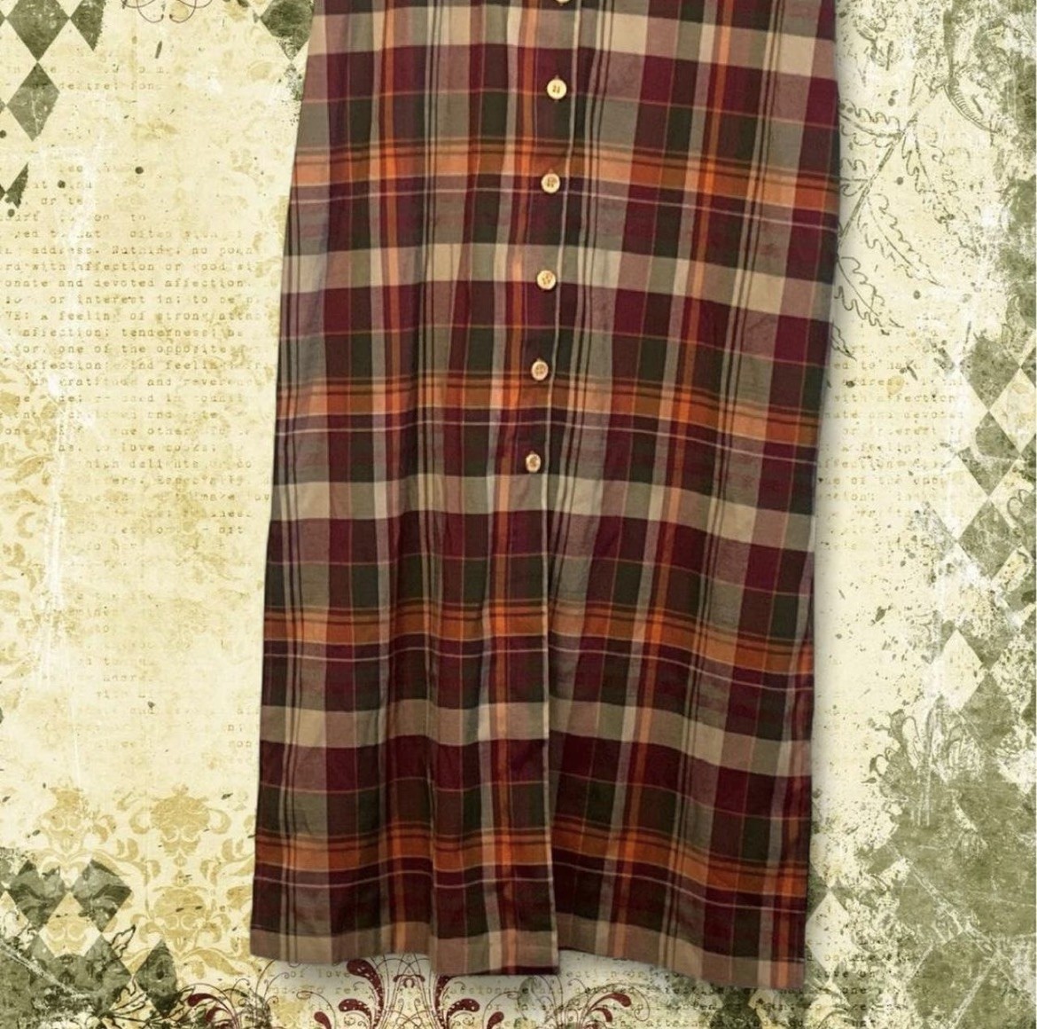 Cottagecore Plaid Mori Y2K Academia Gorp Chic Maxi Button Dress Indie Boho Alt