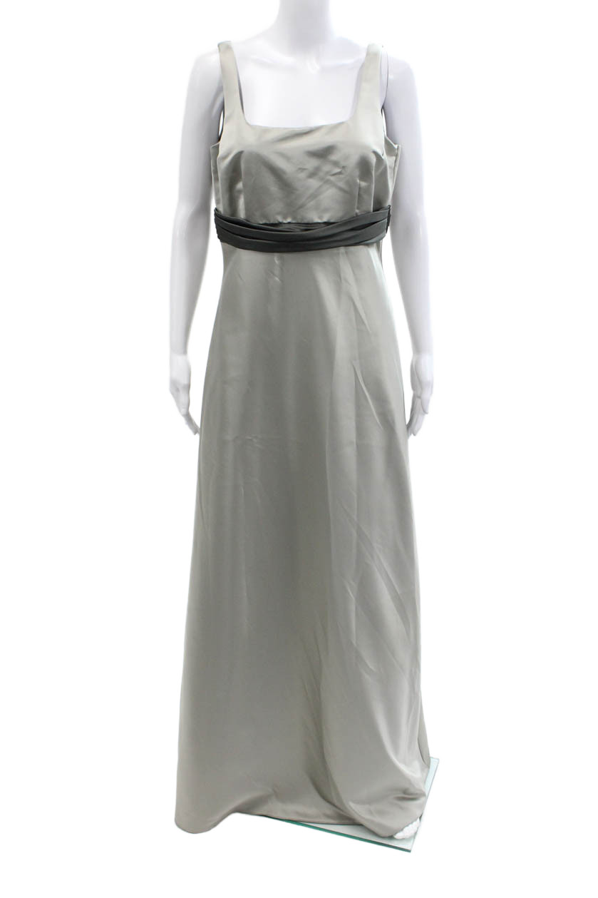 Siri Womens Sqaure Neck Fit & Flare Sleeveless Formal Dress Gray Size 10