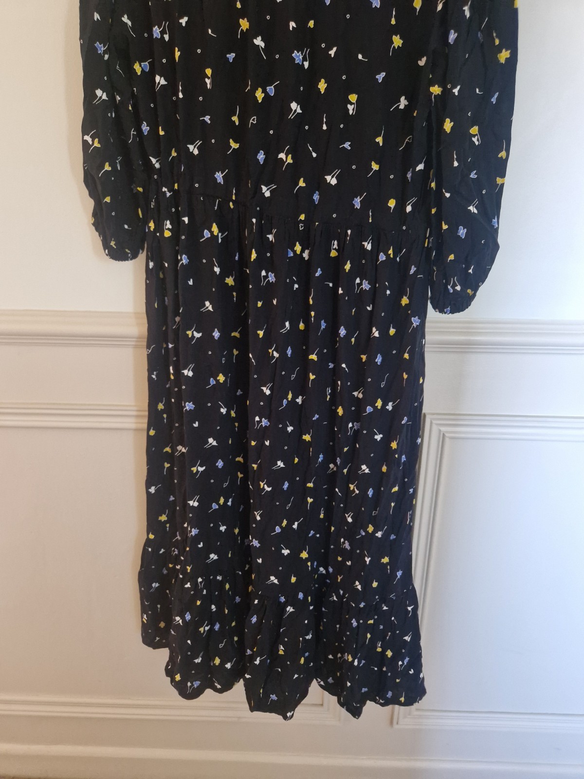 Finery Dress Size 14 Black Colour Pattern Midi Long Button Up Spring Summer