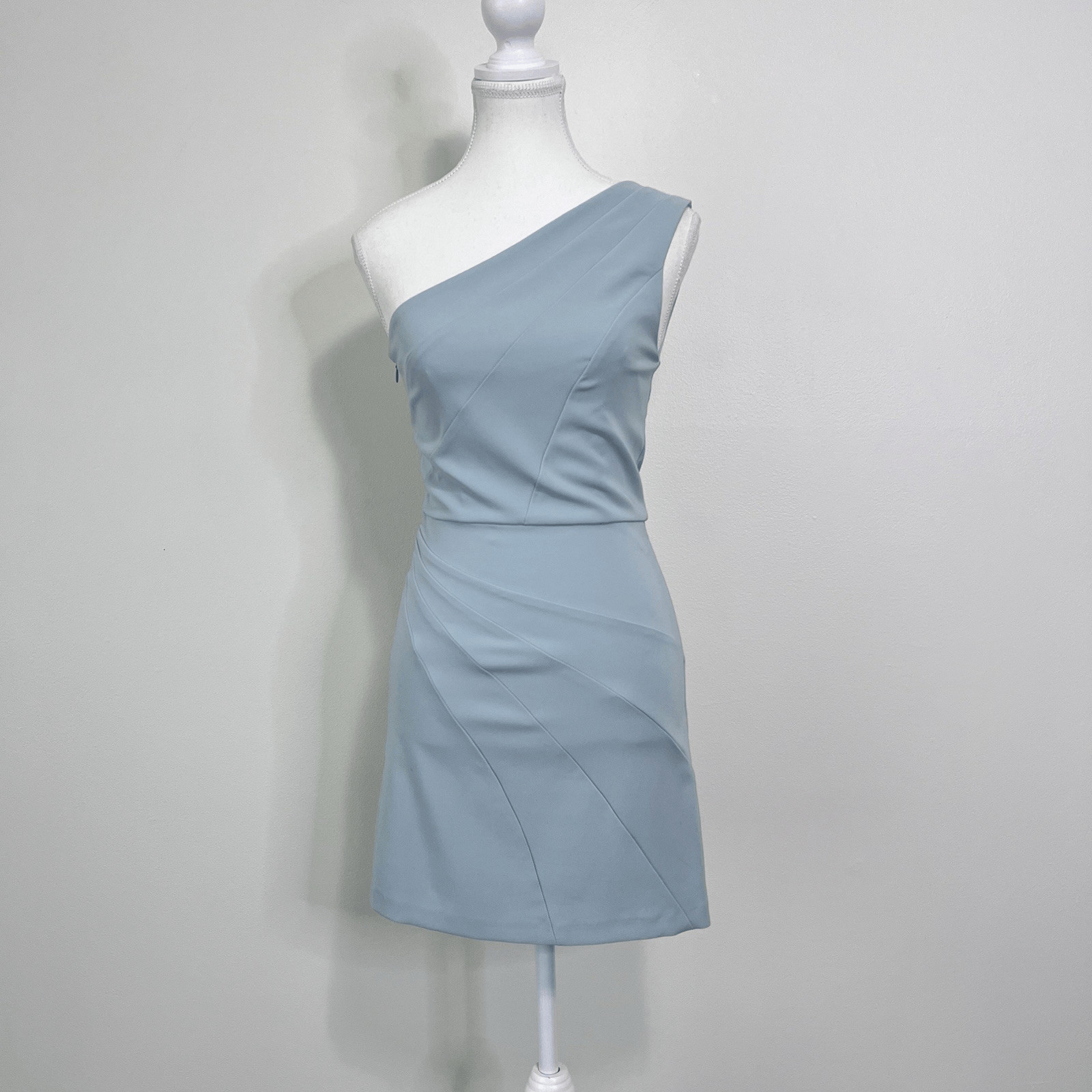 Michael Costello x REVOLVE Ava One Shoulder Mini Dress Size S Ice Blue Party