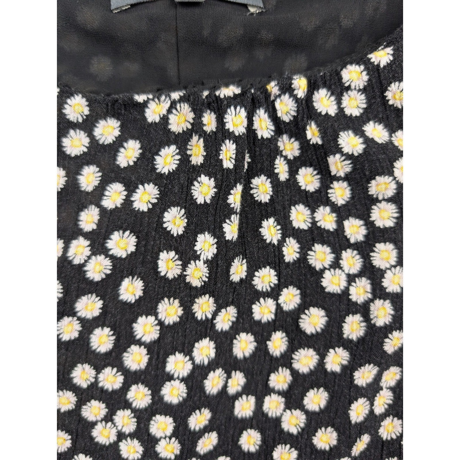 Matty M Womens Black Daisy Floral Midi Dress XS Adjustable Straps Pockets