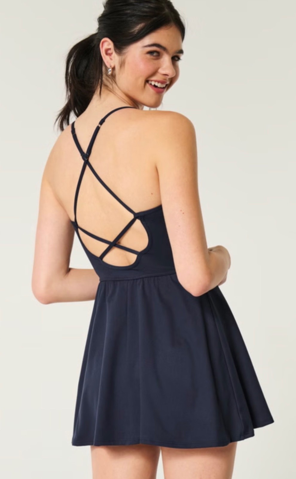 Hollister Gilly Hicks Active Dress w built-in shorts NAVY LARGE NWT
