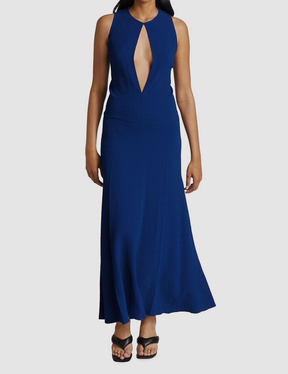 $1150 Victoria Beckham Women’s Blue Cutout Draped Midi A-Line Dress Size UK6/US2