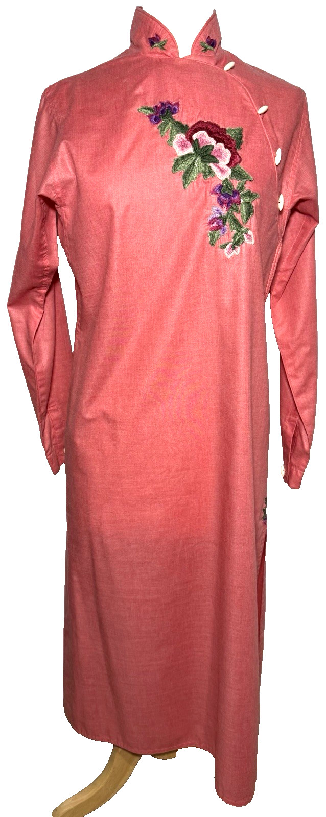 Hand Designed Cheongsam Chinese Style Dress Appliqued Embroidery Side Slit