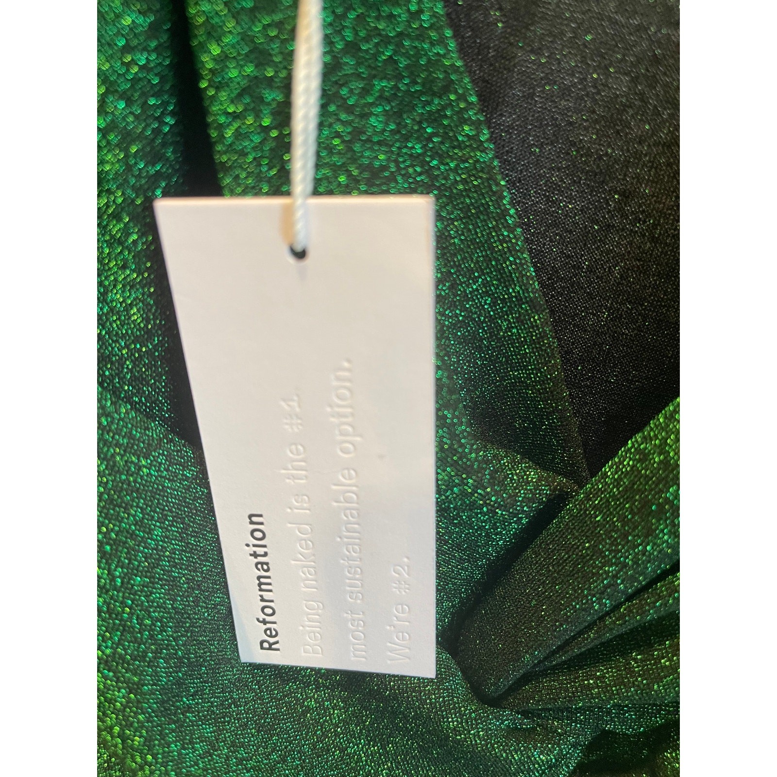 Reformation Breslin Knit Midi Dress Open Back Emerald Sparkle Green XL NWT