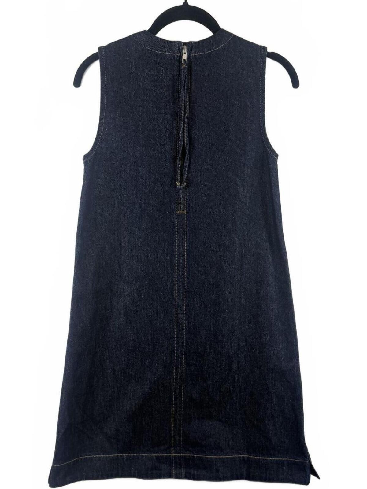 Madewell Boxy Sleeveless Denim Shift Dress Essex Wash Dark Indigo Mini Size 00