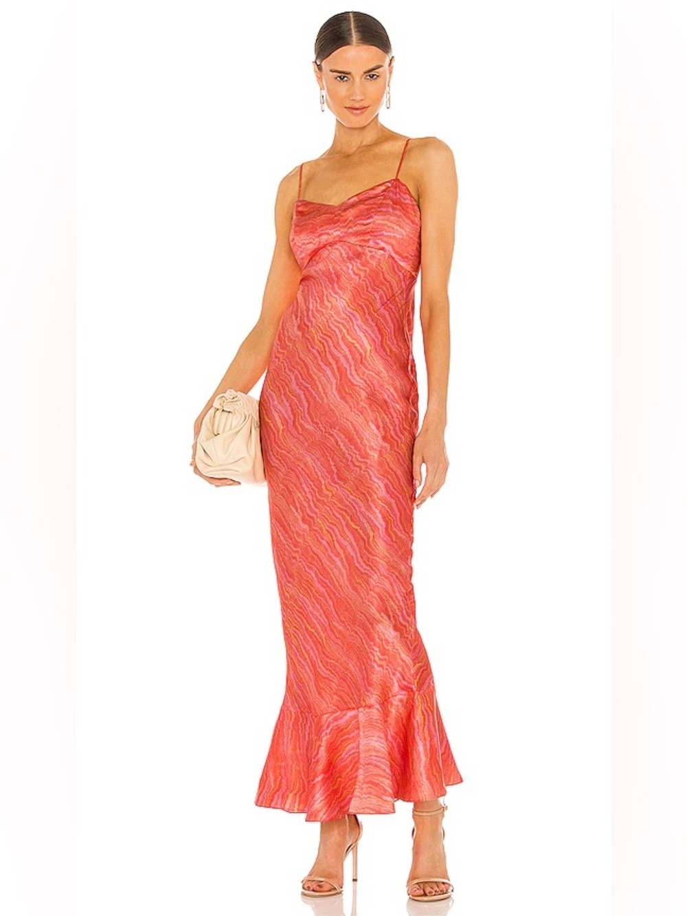 SALONI Mimi B Maxi Dress in Salmon Marbling Sz 6 US