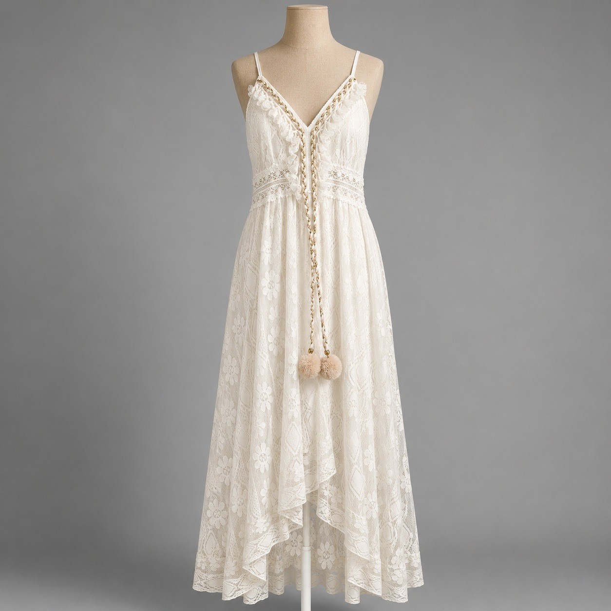 Boho Floral Fairy Lace Babydoll Maxi Dress White Festival Beach Indie Hippie Y2K