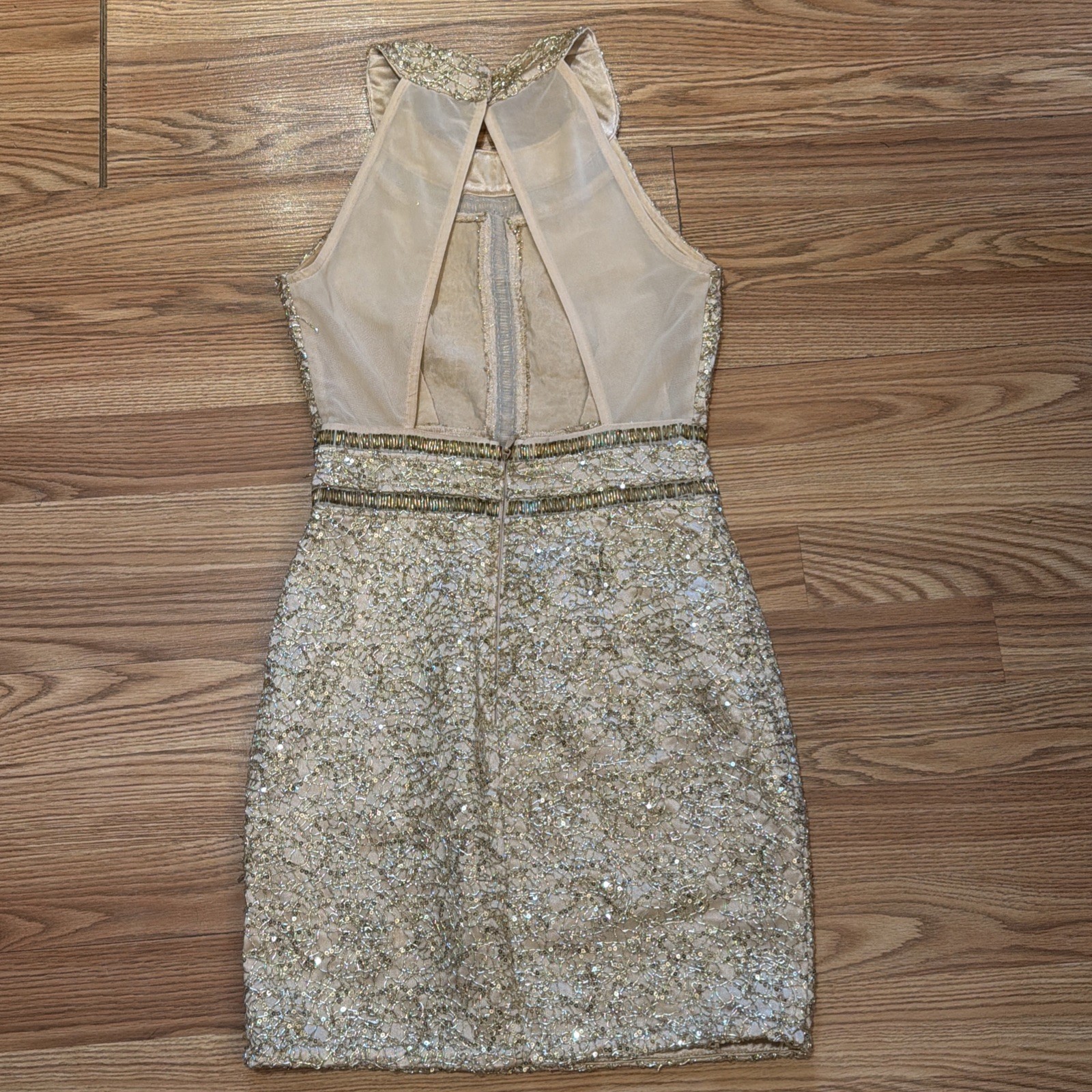 NWT Designer WOW Couture Gold Label Gold Sequin Sparkle Dress Size Small