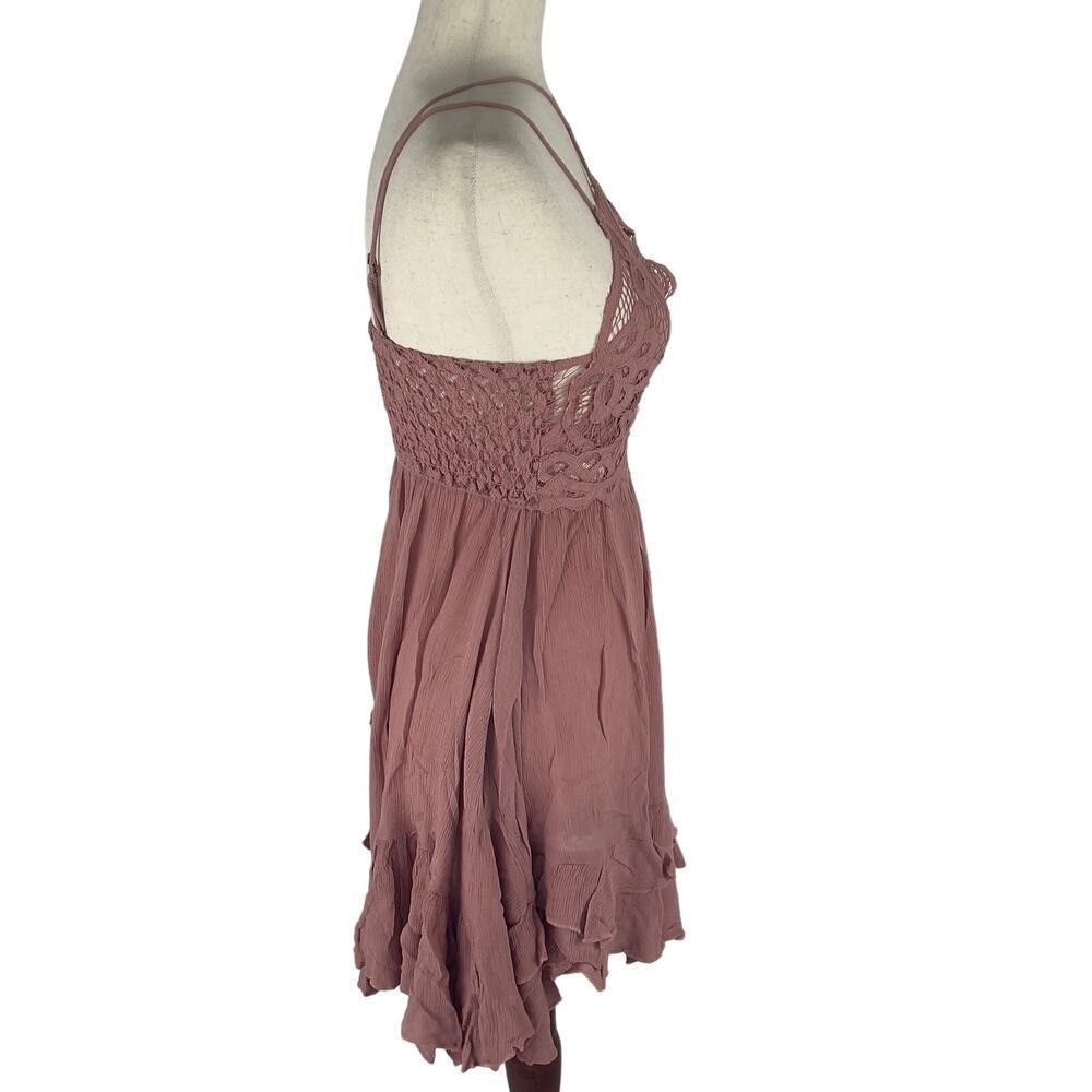 Free People Intimately Adella Lace Slip Mini Dress Mauve Pink Boho NWT XS