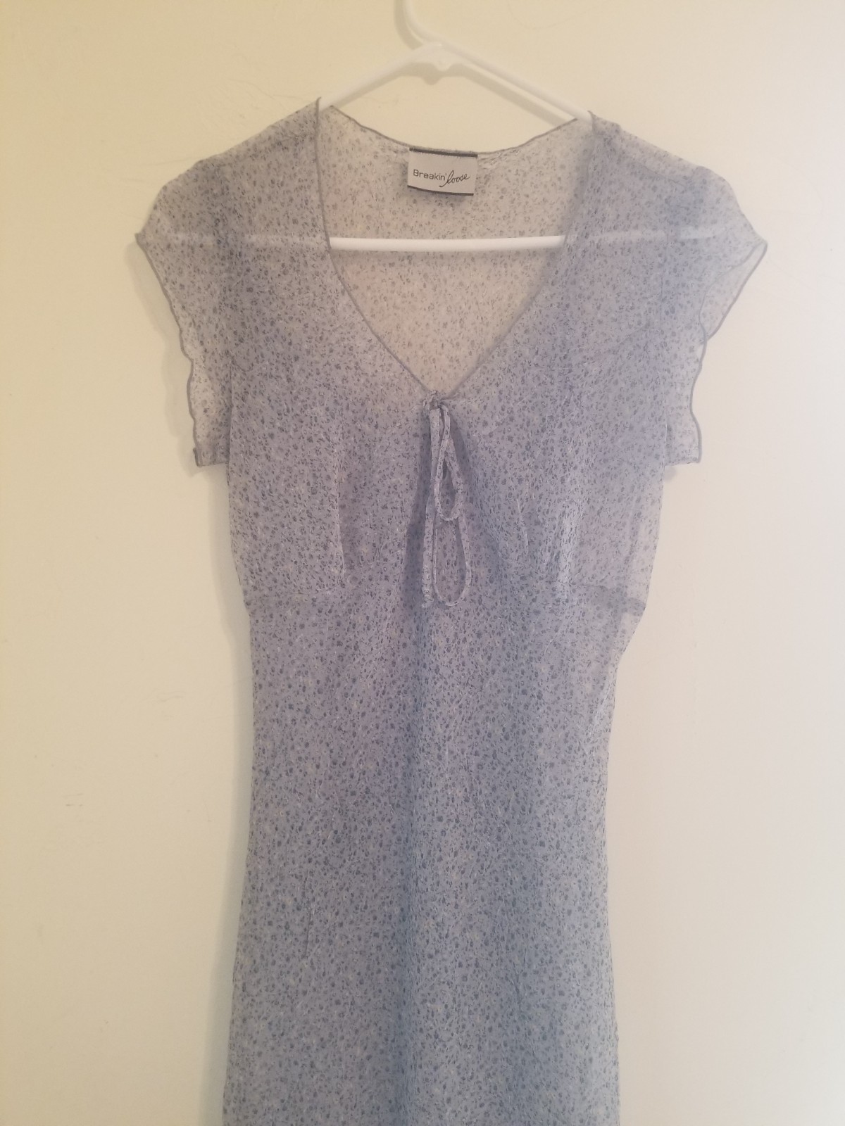 VINTAGE BREAKIN LOOSE BLUE BOHO FLORAL SLEEVELESS LONG SLIP DRESS SZ 5/6