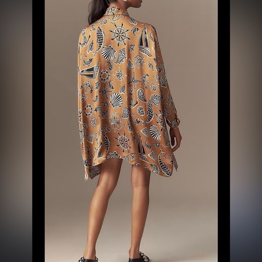Anthropologie Corey Lynn Calter Mini Shirt Dress Oversized Long-Sleeve Size S
