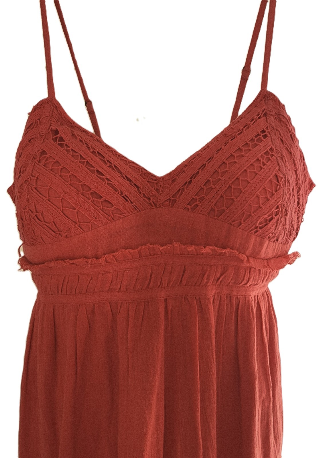 Billabong dusty Red Boho Maxi Dress L 100% Cotton Lined Beach Summer Made India