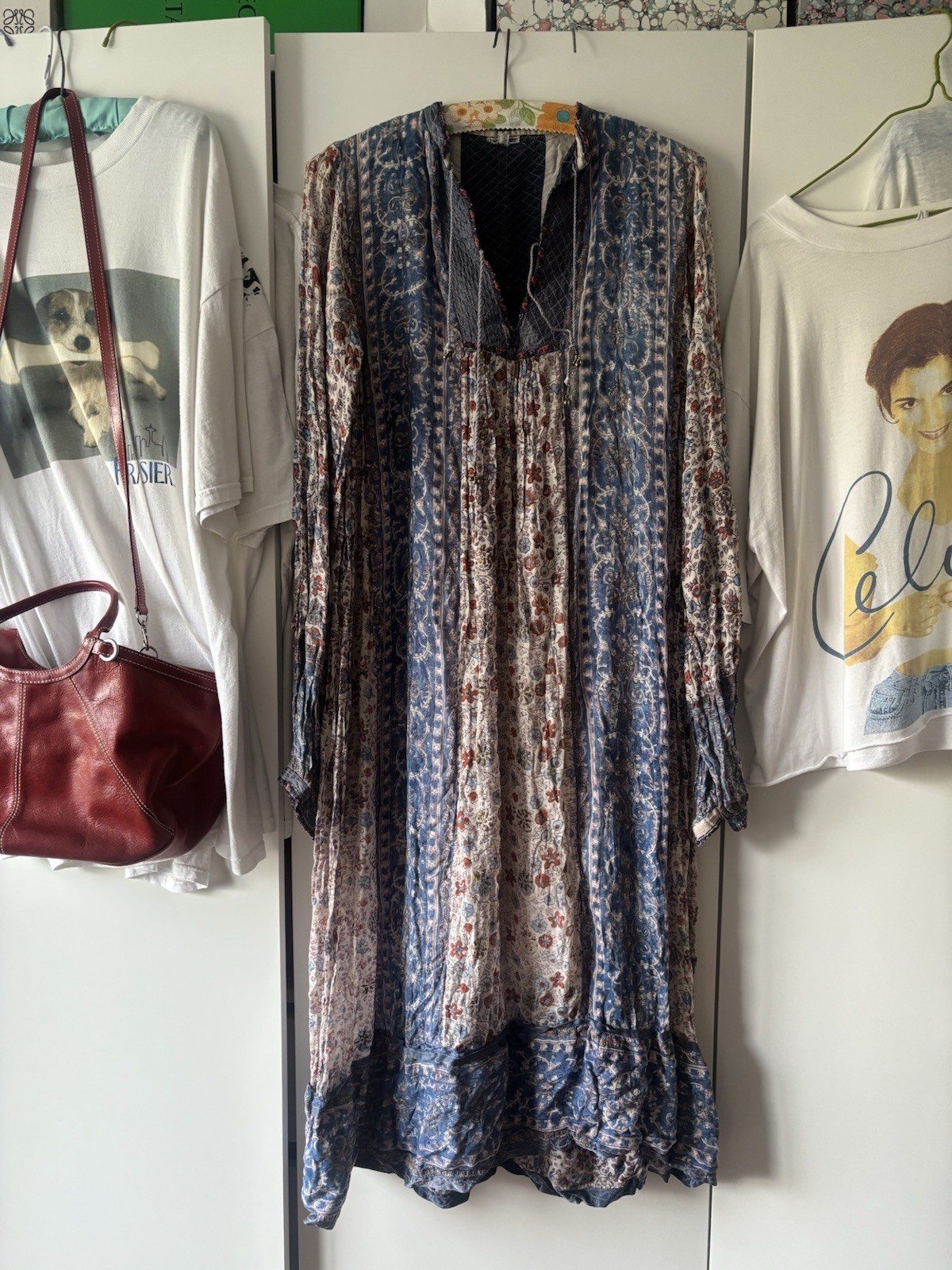 1970s vintage cotton gauze Indian block print dress true vintage antique size M