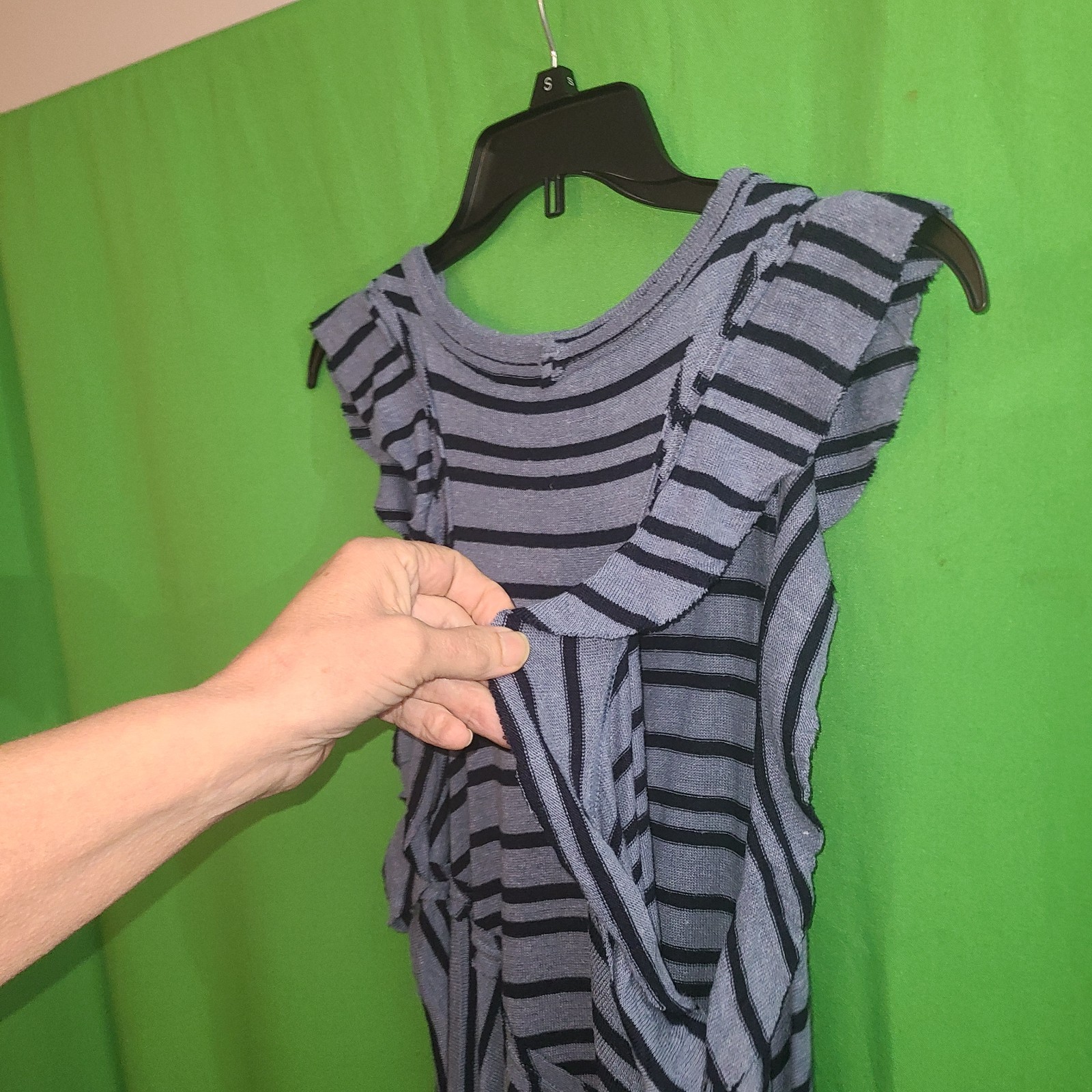 4920) NWT FREE PEOPLE small blue knit dress striped at knee new