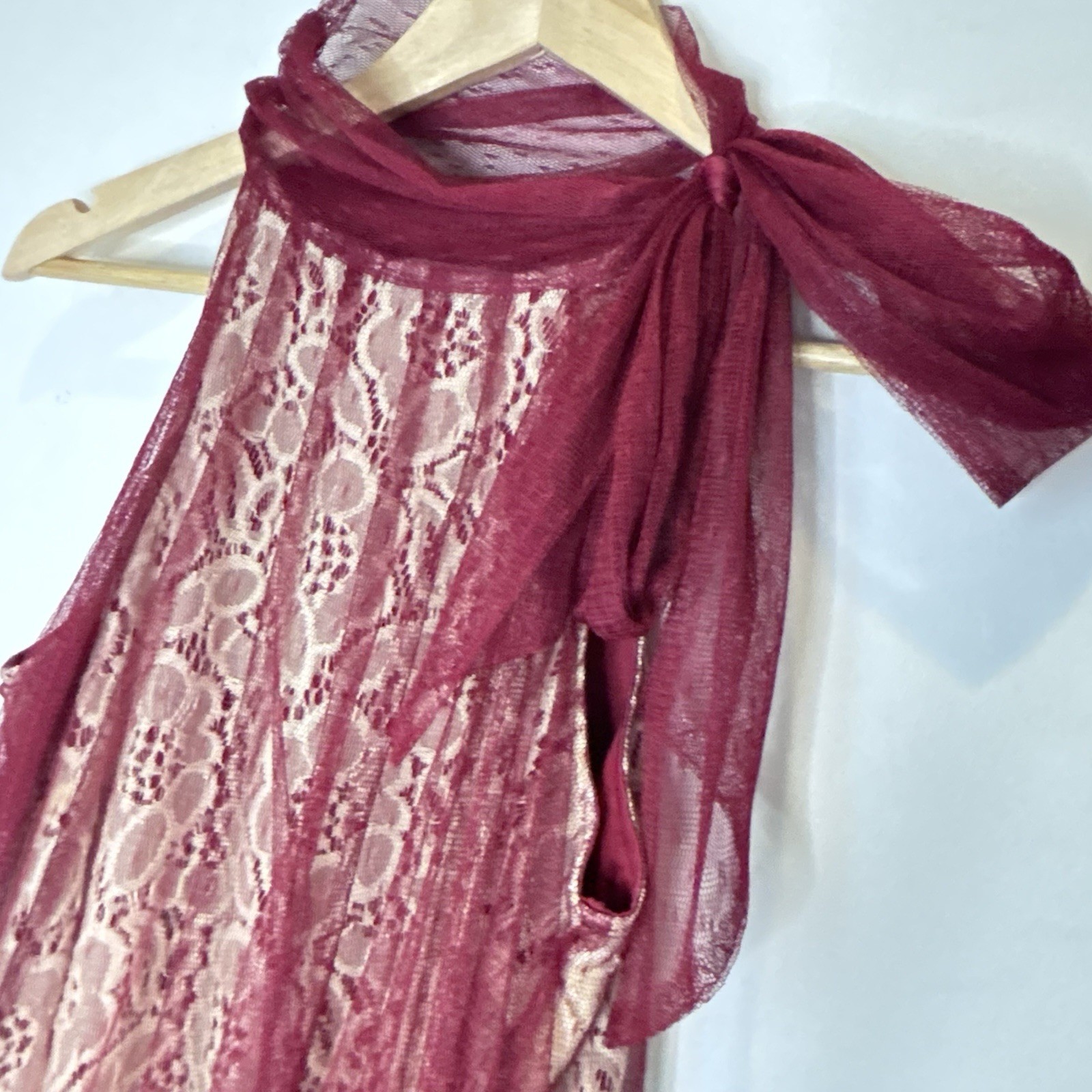 Ryu Mesh Halter Lace Party Wedding Whimsical Romantic Fairy Dress Size Small h20