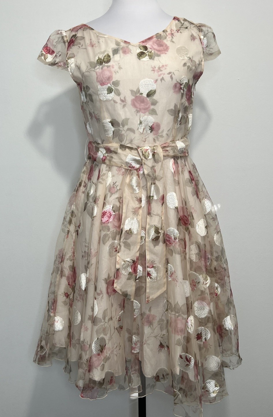 3.1 Phillip Lim Floral Organza Dress Silk Rosette Applique Cap Sleeve Sz 8 Prom