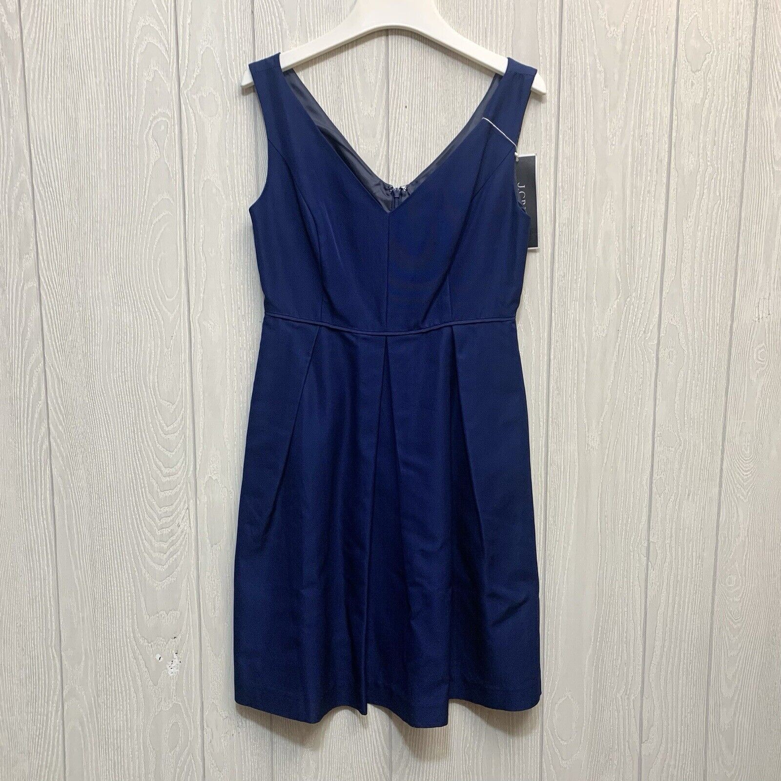 J. Crew Blue Kami Sleeveless V-Neck Dress Classic Faille Navy Size 4 NWT