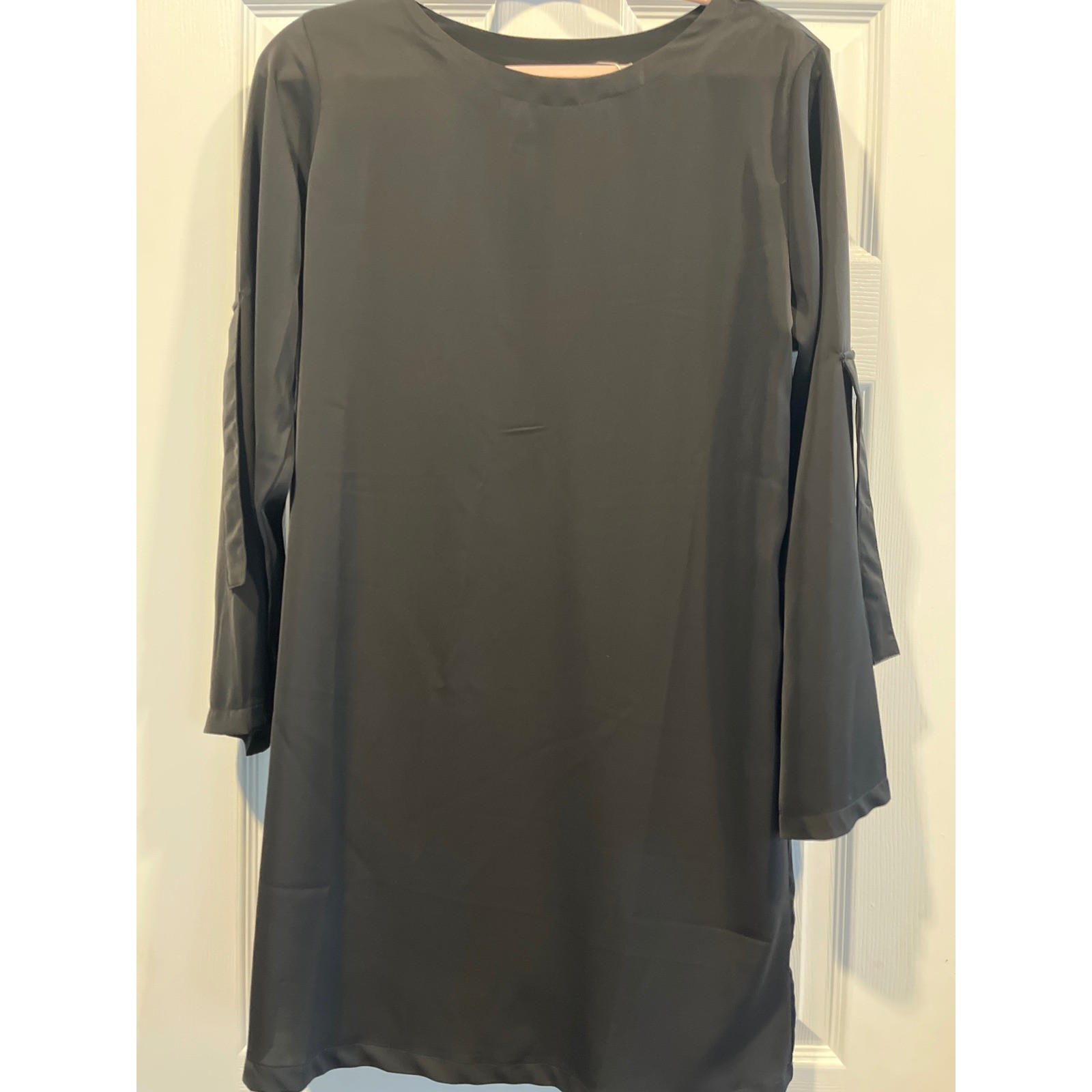 YOINS Black Long Sleeve Split Cuff Shift Dress Womens Size Large L US 12