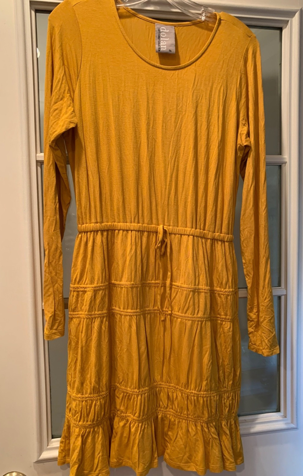 ANTHROPOLOGIE Dolan Ingrid Tiered Ruffle Jersey Dress Mustard Yellow Medium NEW