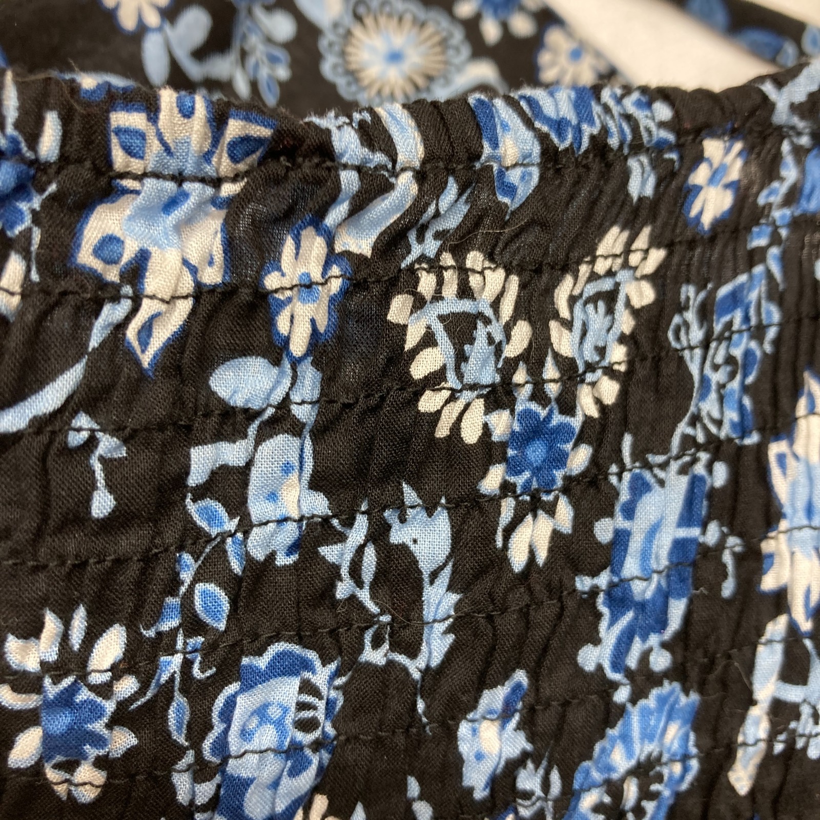 Vintage Y2K Mossimo Dress Large Blue Floral Babydoll Smocked Sundress