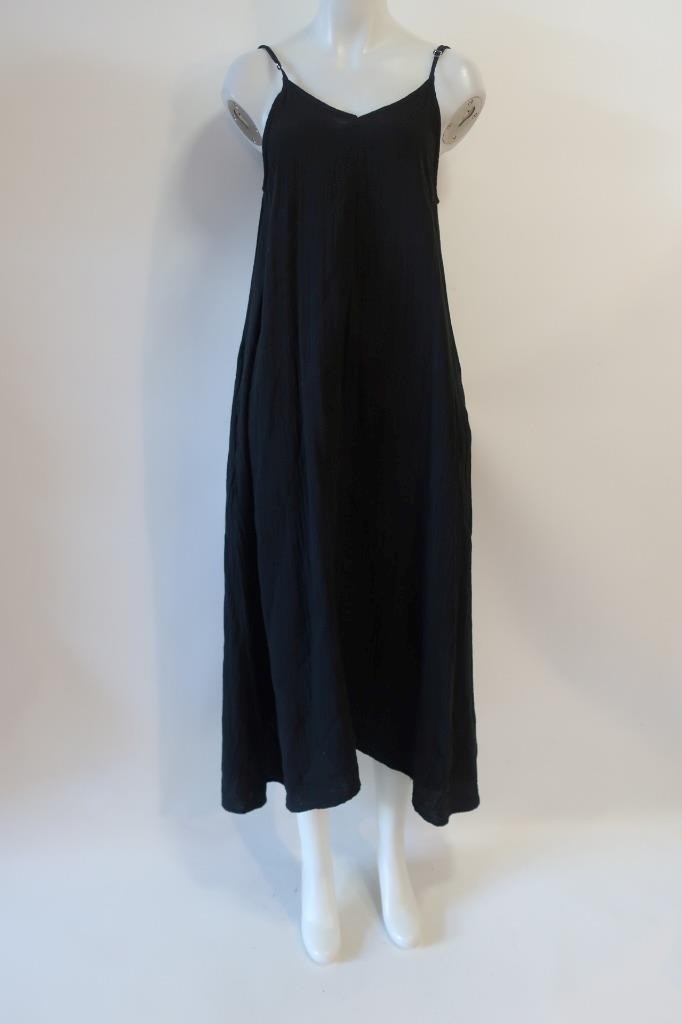 Womens Stark X Black (Item-46) Gauzy Cotton Adjustable Strap Midi Dress M